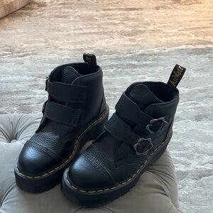 Dr. Martens Black Ankle Boots with Buckle Straps